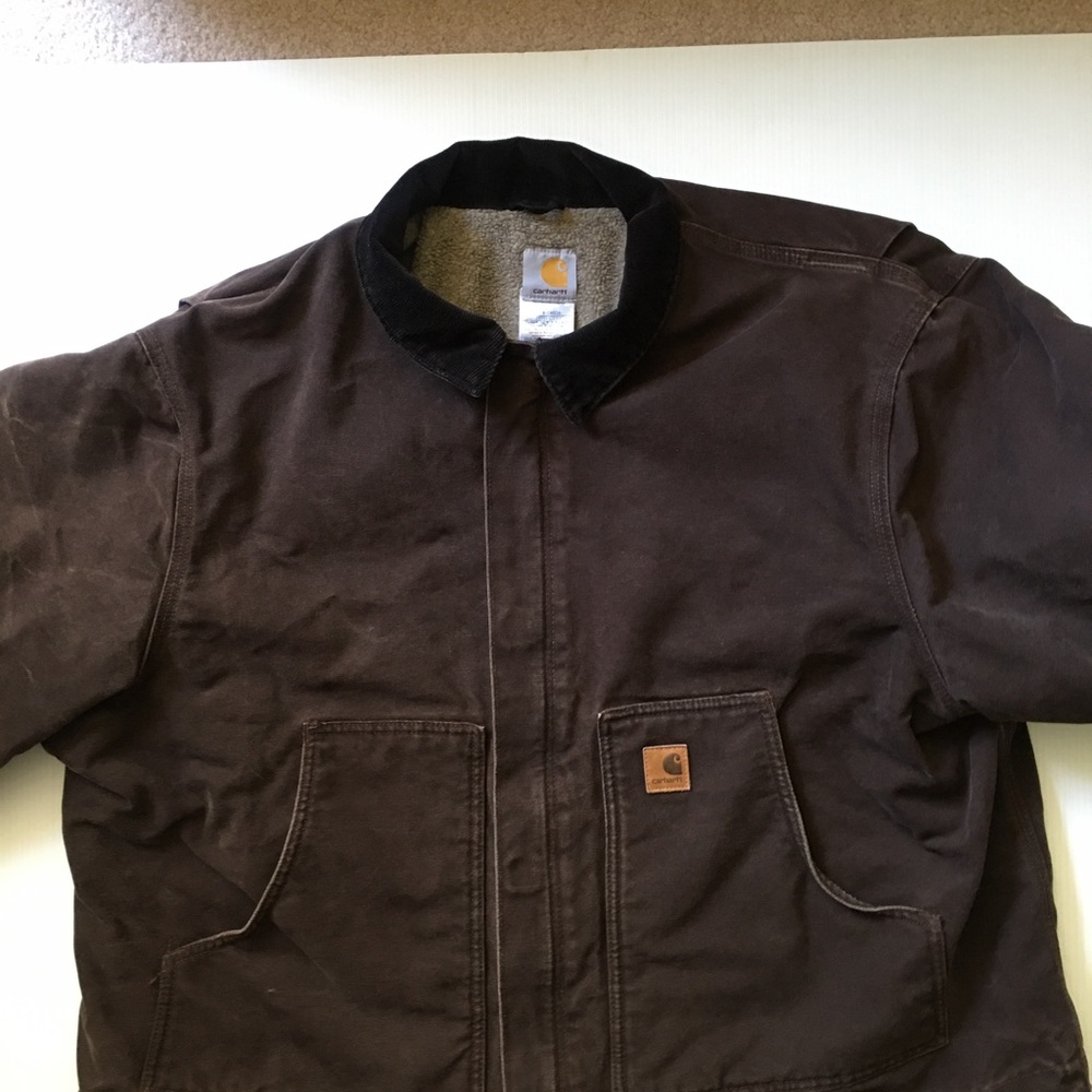Carhartt 2XL Mens Sherpa Lined  Workwear Jacket/Coat in Dark Brown - Picture 2 of 9
